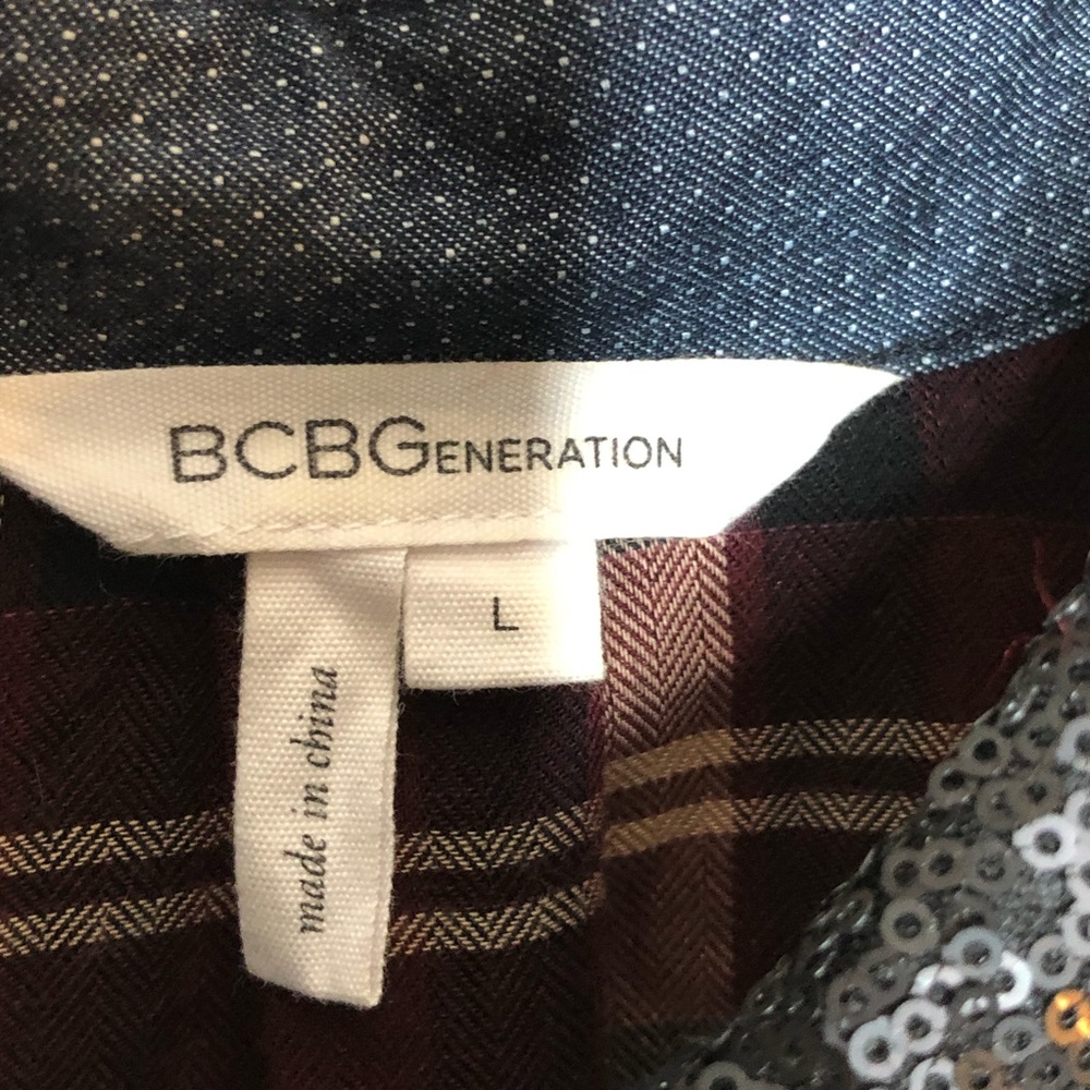 BCBGeneration Sequin Plaid Button Down‎ - image 5
